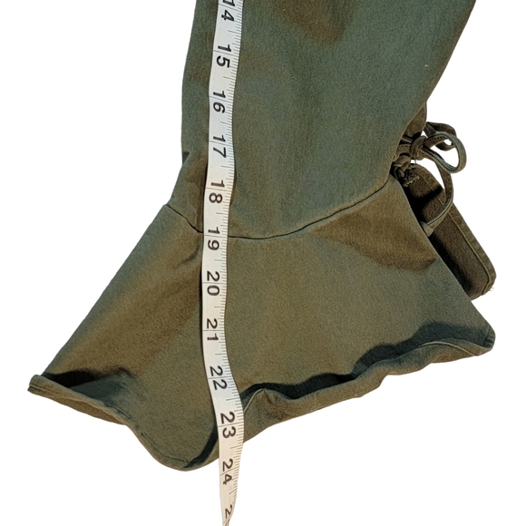 Scripted Olive Green Cropped Boho Ruffled Flair Leg Trouser Pants Size 8 - Picture 10 of 14